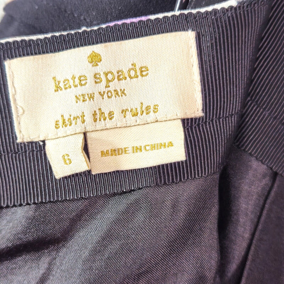 Kate Spade Skirt Floral Flared Black Multicolor Size 6 Cottagecore - Picture 7 of 8